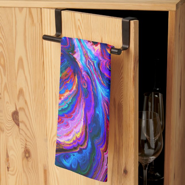 Modern Stänk i Lila Hue Paints Kökshandduk (Thirds Fold)