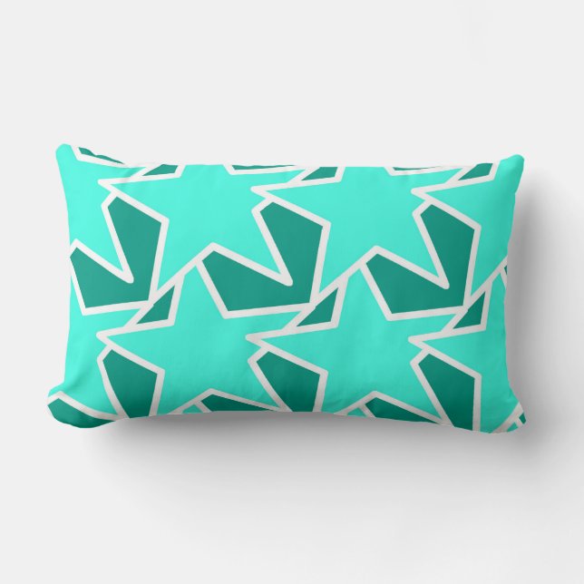 Modern Star Geometric - Aqua och turkos Lumbarkudde (Framsida)
