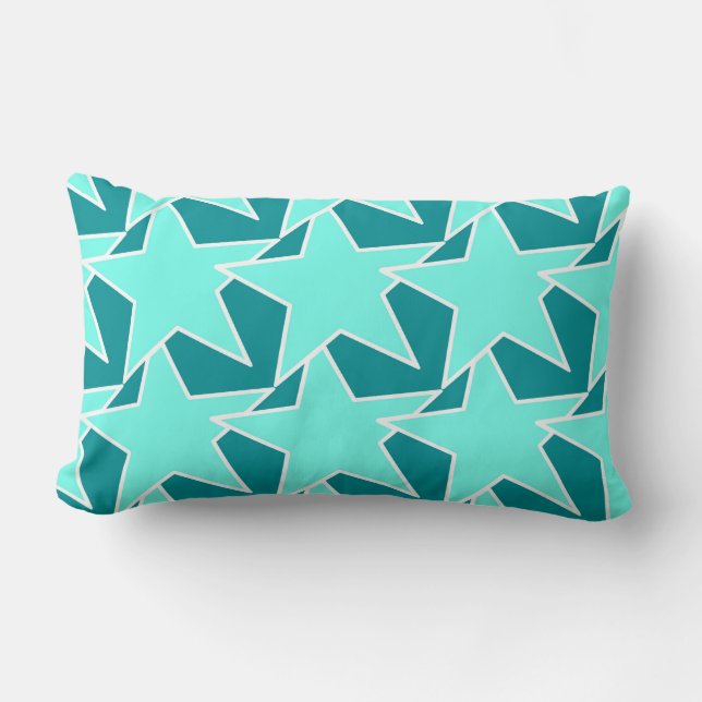 Modern Star Geometric - Aqua och turkos Lumbarkudde (Framsida)