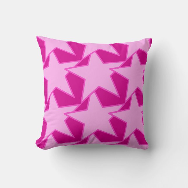 Modern Star Geometric - blekens rosa och fuchsia Kudde (Framsida)