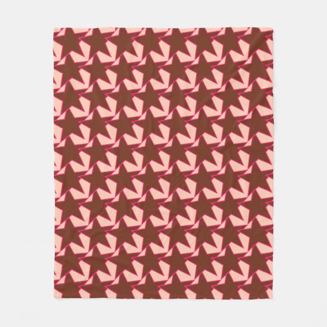 Modern Star Geometric - choklad och persikor Fleecefilt (Framsidan)