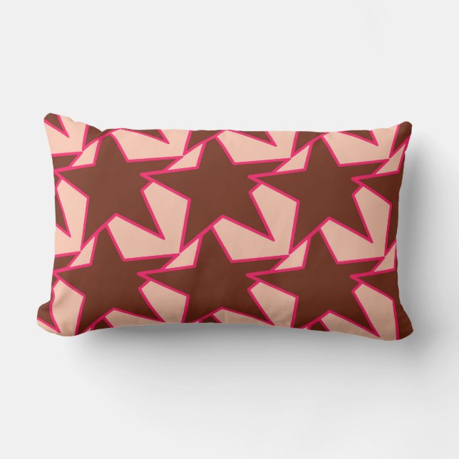 Modern Star Geometric - choklad och persikor Lumbarkudde (Framsida)