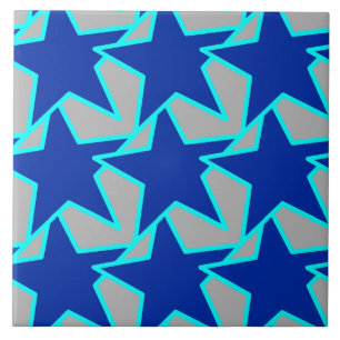 Modern Star Geometric Cobalt Blue och Grått Kakelplatta