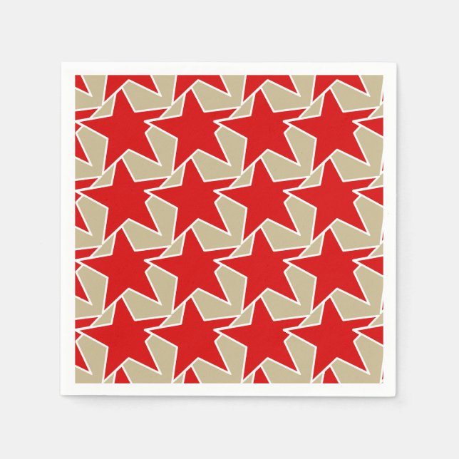 Modern Star Geometric - djup röd och taupe Pappersservett (Framsidan)