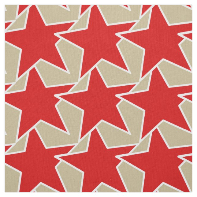 Modern Star Geometric - djup röd och taupe Tyg (Provkarta)