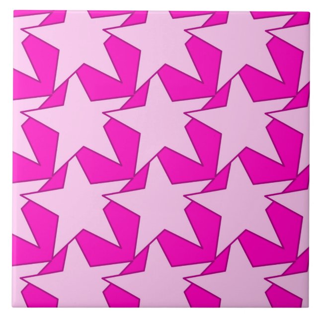 Modern Star Geometric - Fuchsia and ice rosa Kakelplatta (Framsidan)
