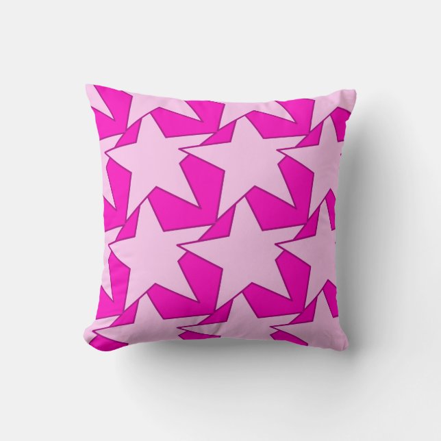 Modern Star Geometric - Fuchsia and ice rosa Kudde (Framsida)