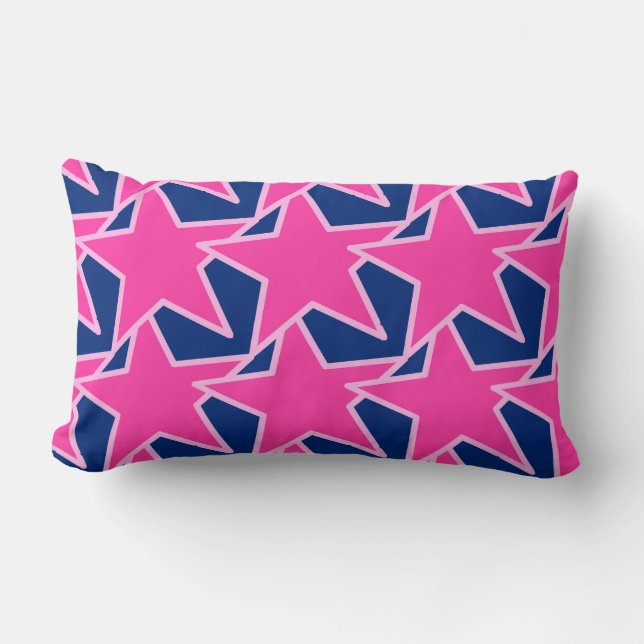 Modern Star Geometric - fuchsia rosa and navy Lumbarkudde (Framsida)