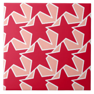 Modern Star Geometric - korallrött och rosa Kakelplatta