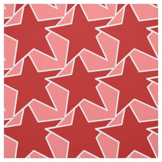 Modern Star Geometric - korallrött och rosa Tyg (Provkarta)
