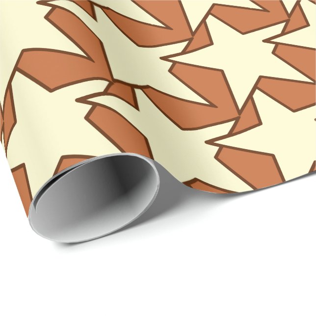 Modern Star Geometric - kräm och kameltan Presentpapper (Rullad Hörn)