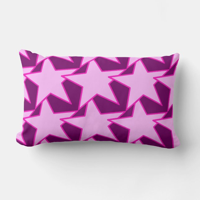 Modern Star Geometric - rosa och ametyst lila Lumbarkudde (Framsida)