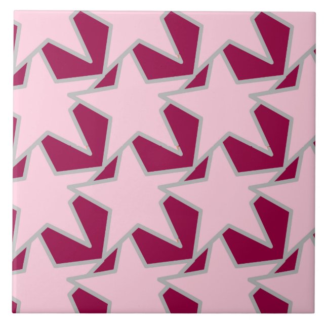 Modern Star Geometric - rosa och burgundy Kakelplatta (Framsidan)