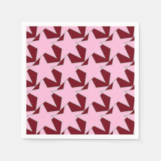 Modern Star Geometric - rosa och burgundy Pappersservett (Framsidan)
