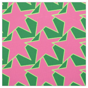 Modern Star Geometric - vattenmelon rosa och grön Tyg