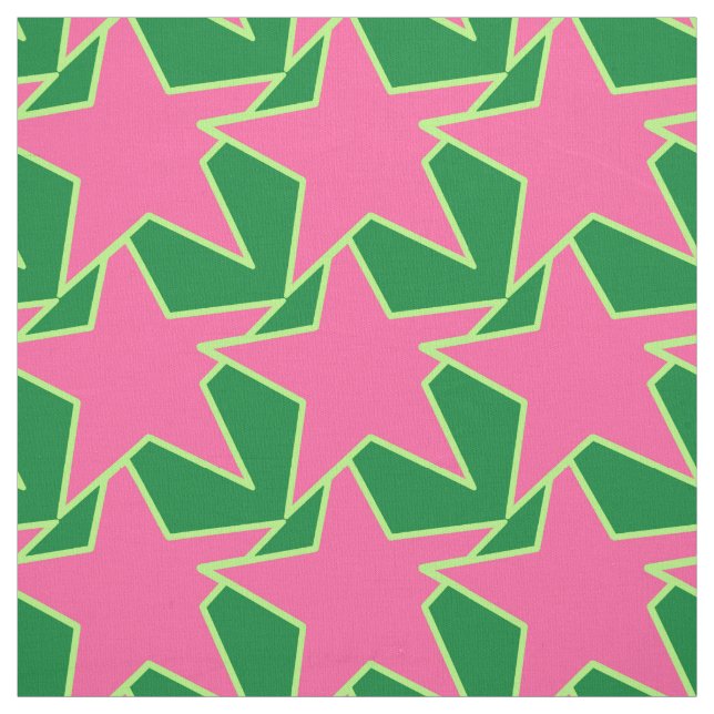 Modern Star Geometric - vattenmelon rosa och grönt Tyg (Provkarta)