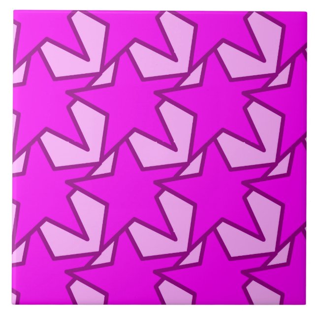 Modern Star Geometric - violet och rosa Kakelplatta (Framsidan)