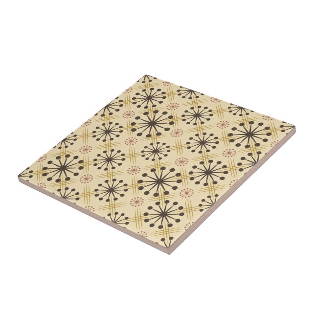 Modern Starburst Brown och Clay i mitten av århund Kakelplatta (Sidan)