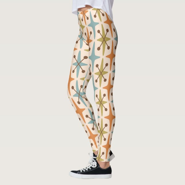 Modern Starburst Mönster i mitten av århundradet Leggings (Vänster)