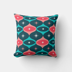 Modern Starburst Mönster Retro Teal i mitten av år Kudde