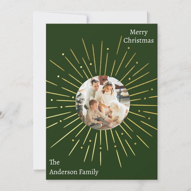 Modern Starburst Photo Christmas Holiday Card Julkort (Framsida)