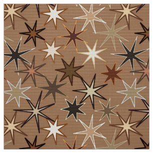 Modern Starburst Print, Coffee Brown och Beige Tyg