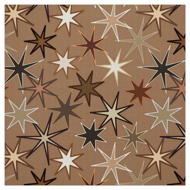 Modern Starburst Print, Coffee Brown och Beige Tyg (Provkarta)