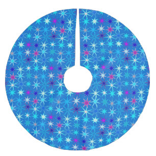 Modern Starburst Print, Deep Cerulean Blue Julgransmatta Borstad Polyester