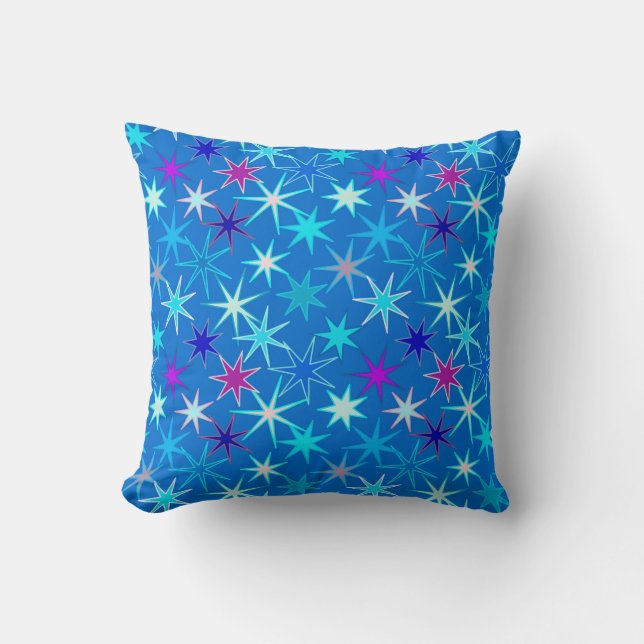 Modern Starburst Print, Deep Cerulean Blue Kudde (Framsida)