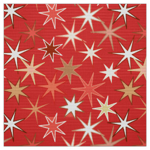 Modern Starburst Print, Deep Mandarin Orange Tyg