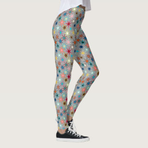 Modern Starburst Print, Jewel Färg på Grått Leggings