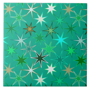 Modern Starburst tryck, turkos och Aqua Kakelplatta