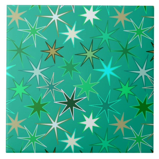 Modern Starburst tryck, turkos och Aqua Kakelplatta (Framsidan)