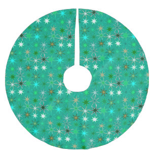 Modern Starburst-utskrift, turkos och Aqua Julgransmatta Borstad Polyester