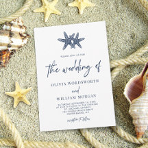 Modern Starfish Beach Nautical Navy Bröllop