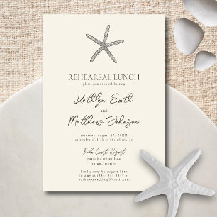 Modern Starfish Beach Wedding Rehearsal Lunch Inbjudningar