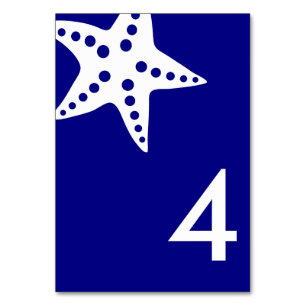 Modern Starfish Bröllop Bordsnummer Card, marin