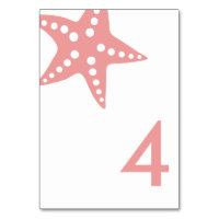 Modern Starfish Bröllop Bordsnummer Card, Rosa