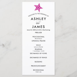 Modern Starfish Bröllop Ceremony Programme, Fuchsi Program