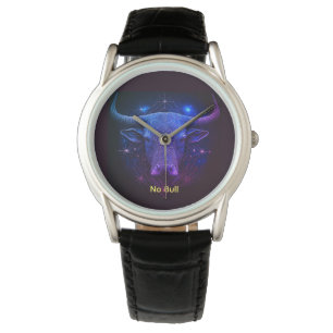 Modern Starry Blue "No Bull" Taurus Armbandsur