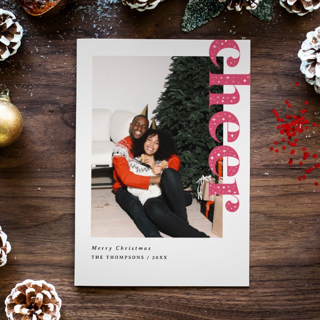 Modern Starry Cheer-julfoto Julkort (modern starry cheer Christmas photo card)