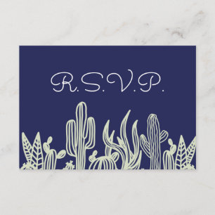 Modern Starry Himmel och Cactus Navy Bröllop OSA Kort