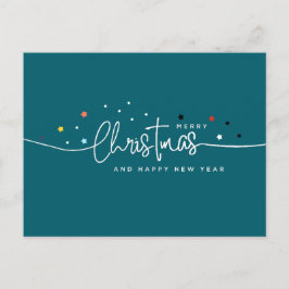 Modern Starry Natt, Teal Typography Helg Vykort