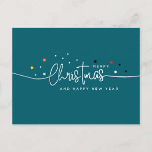 Modern Starry Natt, Teal Typography Helg Vykort