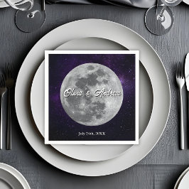Modern Starry Night Full Monn Wedding  Pappersservett