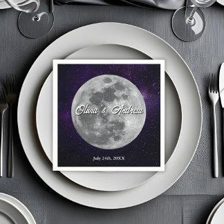 Modern Starry Night Full Monn Wedding Pappersservett