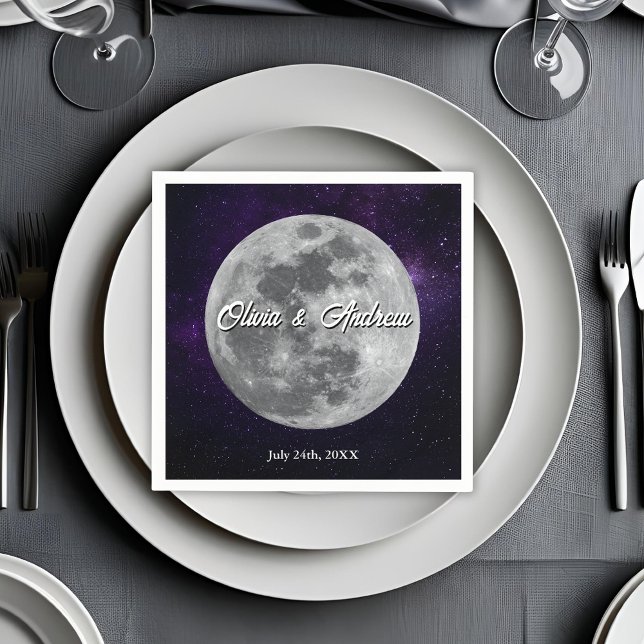 Modern Starry Night Full Monn Wedding  Pappersservett (Skapare uppladdad)