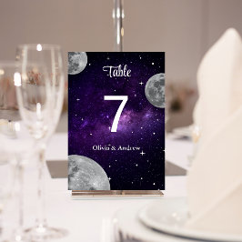 Modern Starry Night Full Moon Bröllop Bordsnummer