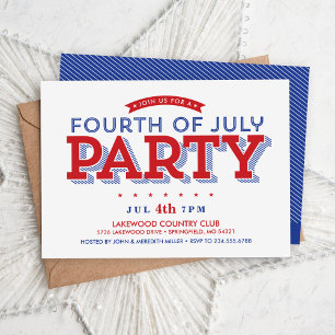 Modern Stars och stripes 4 juli Party Inbjudningar