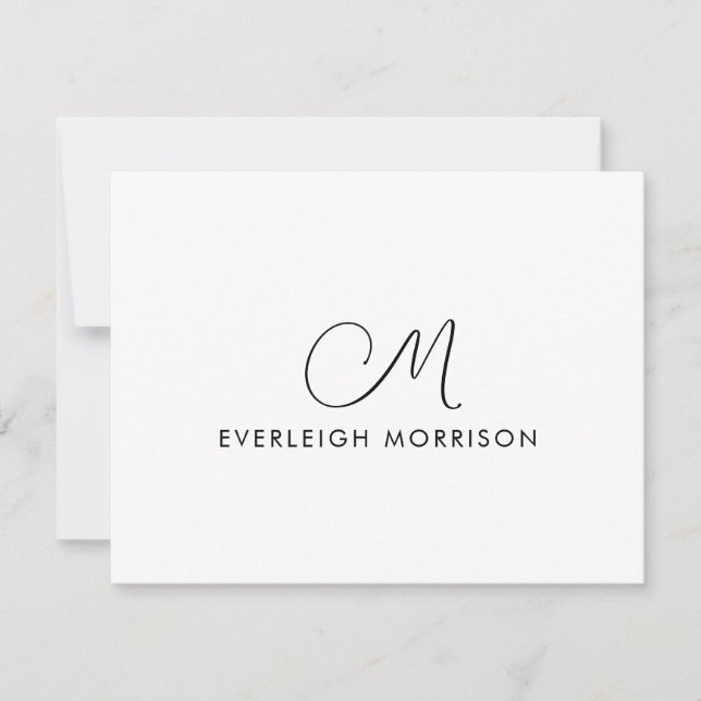 Modern stationeri i elegant Script Monogram Anteckningskort (Framsida)
